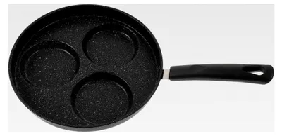 Produktbild von Eierpfanne für das Frühstück mit 3 Löchern, antihaftbeschichtet, geeignet für Induktionsherde, mit langlebigem Boden und ergonomischem Griff