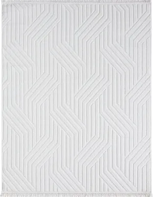 Produktbild von Moderner weißer Teppich mit geometrischem Relief 160x230