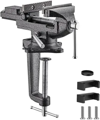 Produktbild von TEENO Schraubstock Drehbar, mit 360° Drehbarem Sockel, aus Gegossenem Stahl, 800 kg (Maulweite: 85mm)