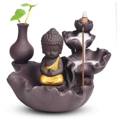Keramischer Rückfluss-Weihrauchbrenner, Buddha, 15x14x10,5 cm