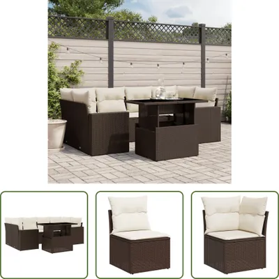 Produktbild von The Living Store 7-tlg. Garten-Sofagarnitur mit Kissen Braun Poly Rattan