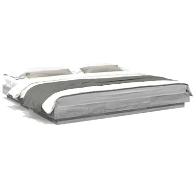 Image de vidaXL Cadre de lit gris Sonoma 200x200 cm Bois composite