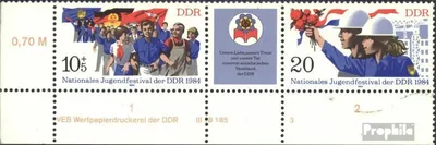 Produktbild von Briefmarken DDR 1984 Mi WZd589DV mit Druckvermerk (kompl.Ausg.) postfrisch Jugendfestival