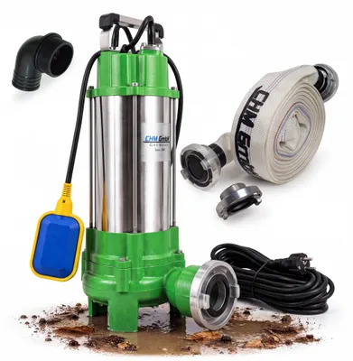 Produktbild von Schmutzwasserpumpe V 1500 Watt  Fäkalienpumpe mit  2" C-Schlauch 20m 22000 L/h