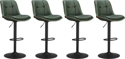 Produktbild von VASAGLE Barhocker 4er Set, höhenverstellbar, drehbar, mit Rückenlehne und Fußstütze, Waldgrün