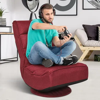 Immagine prodotto di Poltrona da pavimento - Pouf - Sedia da gaming - Poltrona relax - Rotazione a 360° - 5 schienali regolabili