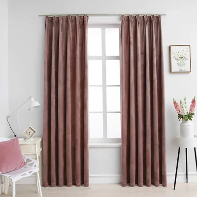 Produktbild von vidaXL Verdunkelungsvorhänge Haken 2 Stk. Samt Antik-Rosa 140x245cm