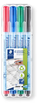 Produktbild von STAEDTLER Lumocolor 305 trocken abwischbarer Universalstift Box mit 4 Farben, M
