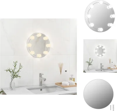 Produktbild von vidaXL Wandspiegel ohne Rahmen mit LED-Beleuchtung Rund Glas -  Spiegel