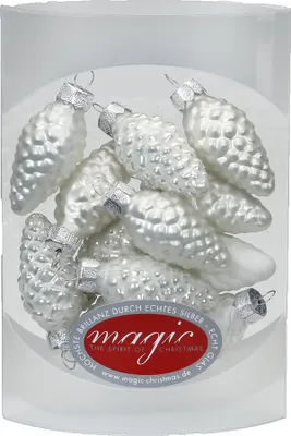 Produktbild von Christbaumschmuck Zapfen Glas 4.5cm, 12 Stück, Farbe:Just White-Mix ( weiß )