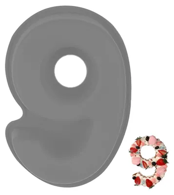 Obrázok produktu pre Silikónová forma na pečenie, tvar čísla 9, sivá, 3D, s nepriľnavou povrchovou úpravou, priemer 25,3 cm