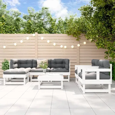 Produktbild von Design Möbel 7-tlg. Garten-Lounge-Set Weiß Massivholz Kiefer - 2024 Neu