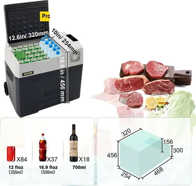 Image de Réfrigérateur portable, capacité de 50 litres, options d'alimentation polyvalentes, 53 Qt 50 litres