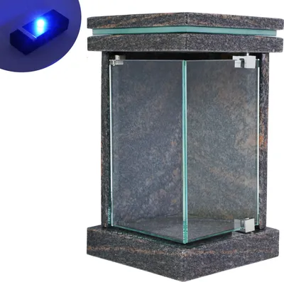 Produktbild von Grablampe Ecktür Granit Gneis LED Beleuchtung