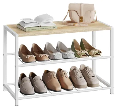 Produktbild von Schuhregal Schuhständer Schuhschrank - 2 Ebenen - Weiß - 6 Paar - 63 x 43 x 30 cm - Für Flur und Eingang