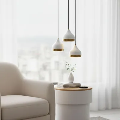 Produktbild von Opviq, Moderne Pendelleuchte aus Metall, Weiß, Höhenverstellbar 25-111 cm | Ø17 cm, IP20, E27 Fassung, Max 40 W | Elegantes Design für Hotel & Zuhause, Stilvoll und Funktional