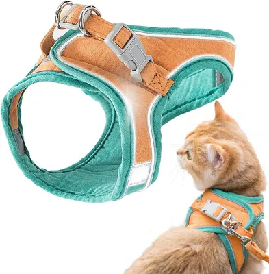 Produktbild von Kattentuigje anti-ontsnappen verstellbares Geschirr mit reflektierenden Streifen - für kleine Katzen Kattentuigje mit Leine