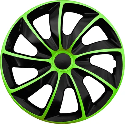 Produktbild von NRM Quad Bicolour Wheel Trims for Steel Rims Two-tone Hubcap Set 4 Car Black/Green, 13"