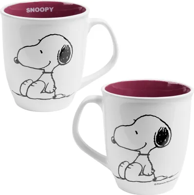 Produktbild von The Peanuts Tasse - Snoopy Kaffeetasse Becher Kaffeebecher aus Keramik Weiß/Rot 280 ml