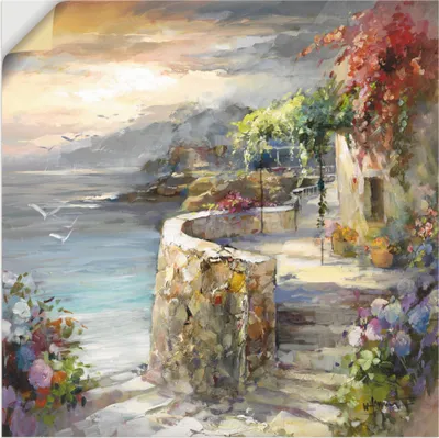 Produktbild von ARTland Wandbild, selbstklebend Möwen und Sonnenuntergang Größe: 50x50 cm