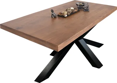 Produktbild von Esstisch Akazie Nussbaum 200 x 100 cm massiv gerade Kanten Spider-Gestell schwarz RIO