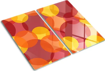 Imagen del producto de Cubierta para placa de cocina – Cubierta para placa de inducción – Placa de protección de vidrio – 2x30x52 cm – Placas de protección de vidrio para cocina – Vidrio templado – Círculos de colores