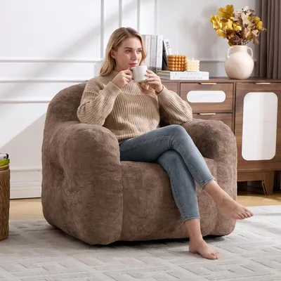 Produktbild von STILVORA Sitzsack mit Schaumstofffüllung, Beanbag-Sofa aus Kunstfell mit Armlehnen, Loungesofa für Wohnzimmer, Schlafzimmer und Leseecke
