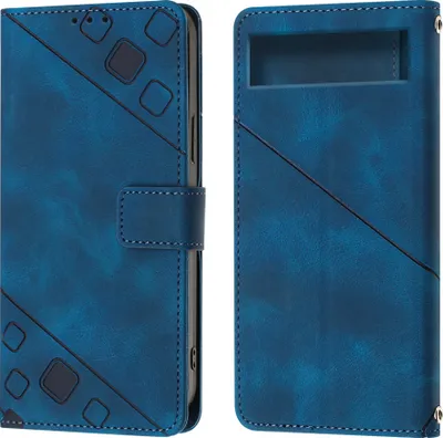 Produktbild von Hülle für Google Pixel 7A Prägung Flip Leder Brieftasche Schutzhülle mit Ständer Blau