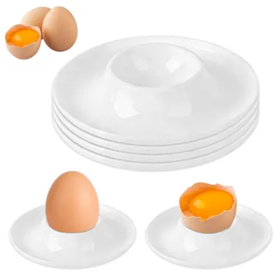 Eierbecher aus Kunststoff, stapelbar, weiß, 6 Stück