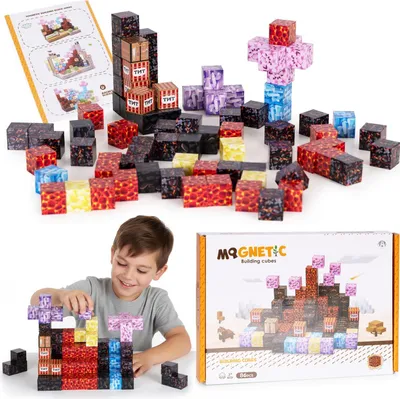 Obrázek produktu pro Sada magnetických stavebních kostek pro děti, 86 dílků
