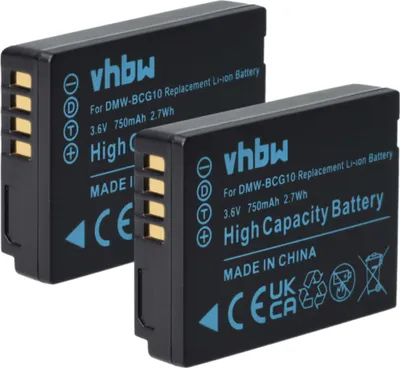 Produktbild von vhbw 2x Akku Ersatz für Panasonic DMW-BCG10E, DMW-BCG10 für Kamera (750 mAh, 3,6 V, Li-Ion)