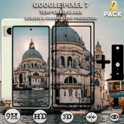Produktbild von 2-Stück Google Pixel 7 Displayschutzfolie und Objektivschutz aus gehärtetem Glas 9H