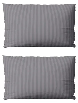 Produktbild von 2 teilig Kissenbezüge 40x80 cm Mikrofaser Premium Damast Gestreift, Grau