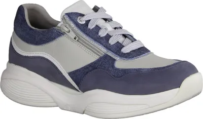 Produktbild von Xsensible SWX11 Damen Halbschuh Stretchleder,Denim Combi Bequemer Halbschuh - Damenschuhe Bequeme Schnürschuhe, Blau, leder (stretchleder)