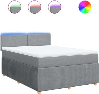 Productafbeelding van vidaXL Boxspringbed met matras, lichtgrijs, 140x190 cm, gestoffeerd