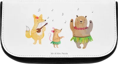 Produktbild von Mr. & Mrs. Panda Organizer Waldtiere Aloha - Weiß - Geschenk, Kulturbeutel, Make-up, Tanzen, Musik, Bär, Lustige Sprüche, Igel, kosmetik, Waschbeutel, kosmetiktäschchen
