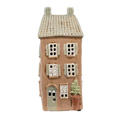 Produktbild von Clayre & Eef Teelichthalter Haus 12x9x28 cm Braun Beige Keramik