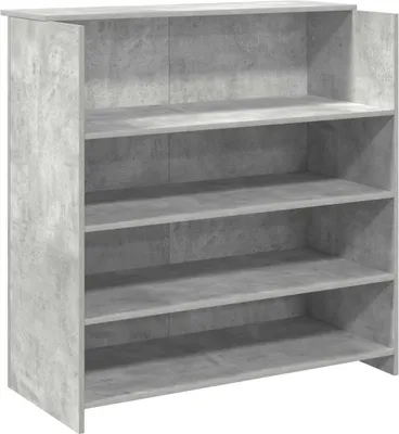 A concrete-effect shelving unit with four shelves.