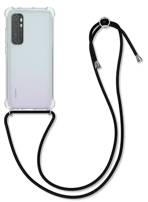 Produktbild von kwmobile Necklace Case kompatibel mit Xiaomi Mi Note 10 Lite Hülle - Silikon Cover mit Handykette - Band Handyhülle Schwarz Transparent