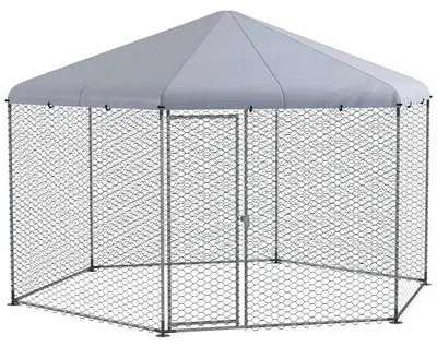 Productafbeelding van PawHut ren voor kippen, kippenhok, 400 x 346 x 263 cm, van staal, met afdekking