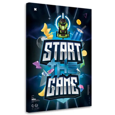 Obrázek produktu pro Obraz na plátně s nápisem start game for gamer 80x120 Feeby barevný obraz na zeď připravený k zavěšení