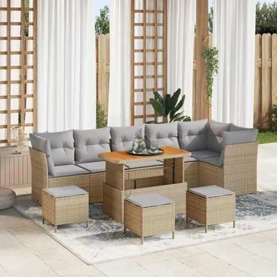 Immagine prodotto di Maison Exclusive - Set divani da giardino 10 pezzi beige in polyrattan