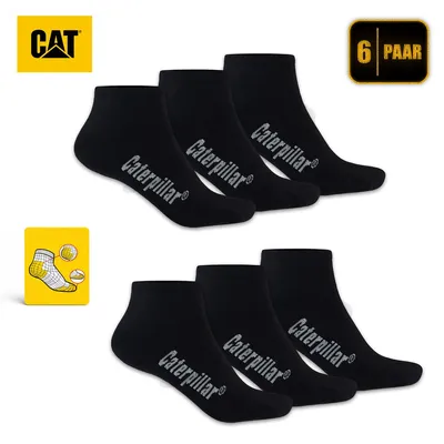 Produktbild von 6 Paar CAT CATERPILLAR SNEAKERS Sneaker Socken in Schwarz & Größe 43-46 dünne kurze Strümpfe gekämmte atmungsaktive Baumwolle Arbeitssneaker Füßlinge