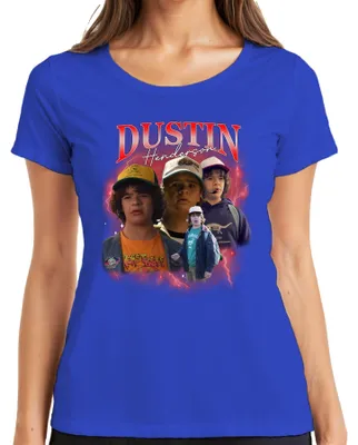 Immagine prodotto di Maglietta da donna Dustin Henderson Stranger Fan Gift Retro 80s Vintage Hawkins, Blu, M