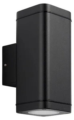Image de Applique d'extérieur MILTON, noir et transparent, 2xGU10x7W, aluminium, dimensions : 18,4 x 8 x 11,5 cm, IP44, Endon