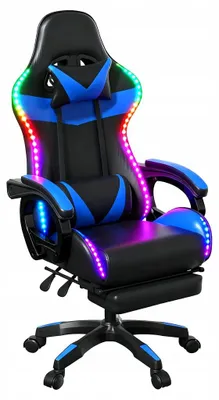Produktbild von Gaming-Stuhl Für Gamer Bürostuhl, Fussstütze + Massage + Led + Fernbedienung