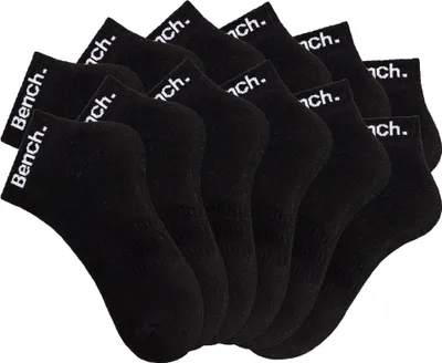 Produktbild von Bench Sportsocken Damen Herren Tennis Kurzsocken Quartersocken 12 -teilig 12x schwarz Größe 43/46