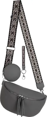 Produktbild von Bauchtasche (BBL-53096) Umhängetasche Crossbody-Bag Kunstleder Italy-Design GREY
