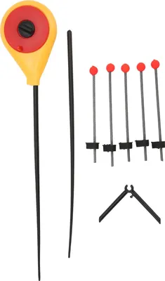 Immagine prodotto di Canna da pesca portatile per ghiaccio gialla da esterno invernale con 5 punte a sfera rosse