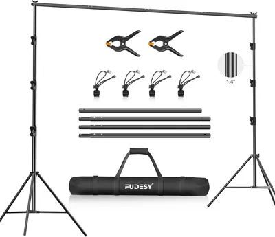 Obrázek produktu pro FUDESY Fotostudio, rozměry 3 x 3 metry (10 x 10 stop), robustní, nastavitelný stojan na pozadí, systém podpory pozadí pro fotografii, včetně transportní tašky, sada pro dvě pozadí